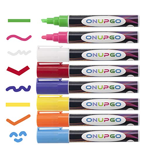 ONUPGO Liquid Chalk Markers, 8 Pack Erasable Chalk Pens for Chalkb...