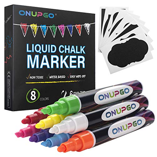 ONUPGO Liquid Chalk Markers, 8 Pack Erasable Chalk Pens for Chalkb...