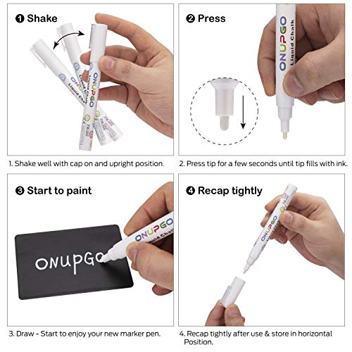 ONUPGO White Liquid Chalk Markers Pens 2 Pack, Chalk Markers for C...