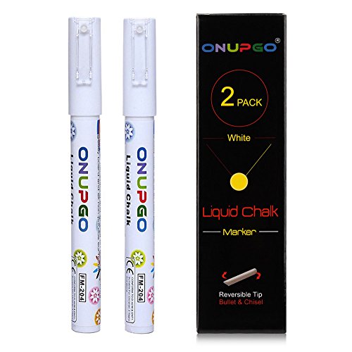 ONUPGO White Liquid Chalk Markers Pens 2 Pack, Chalk Markers for C...