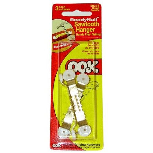 OOK 50374 ReadyNail Small Sawtooth Hanger, Brass, 3-Count