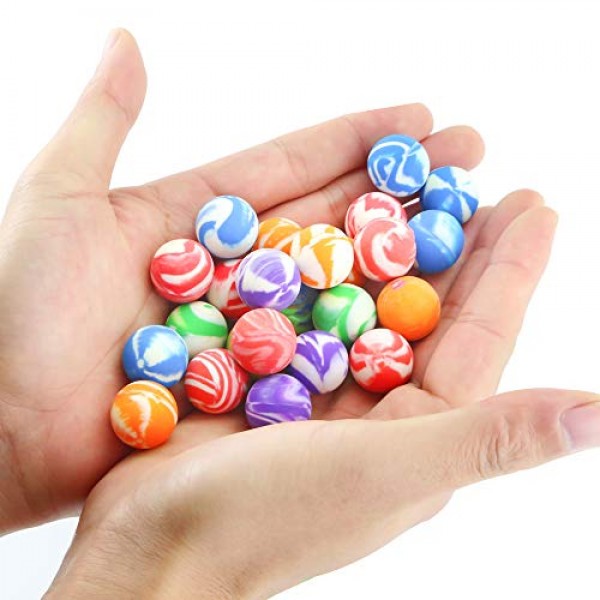Oopsu 100 Pcs 18mm High Bouncing Balls, Assorted Colorful Rubber B...