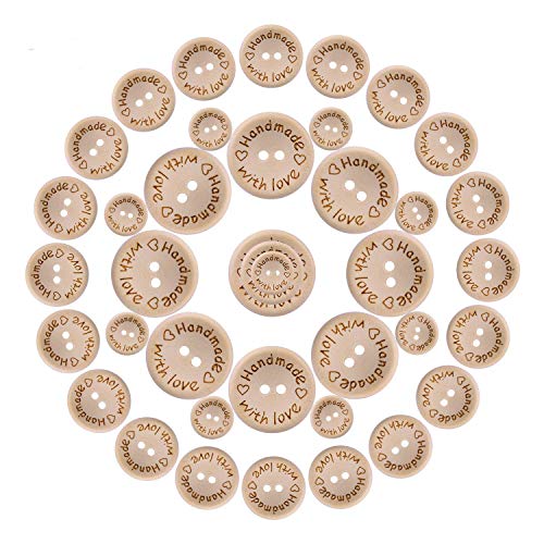 150pcs Wooden Handmade with Love Round Craft Decor 2 Holes Wooden ...