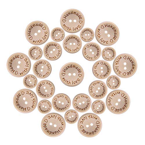 150pcs Wooden Handmade with Love Round Craft Decor 2 Holes Wooden ...