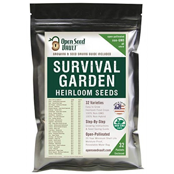 Survival Garden 15,000 Non GMO Heirloom Vegetable Seeds Survival G...