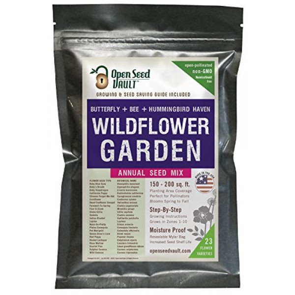 Wildflower Seeds Bulk Annual Seed Mix Plus Full Growing Guide by O...