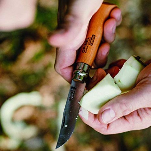 Opinel No.08 Carbon Steel Folding Pocket Knife with Beechwood Handle