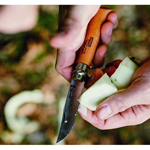 Opinel No.08 Carbon Steel Folding Pocket Knife with Beechwood Handle