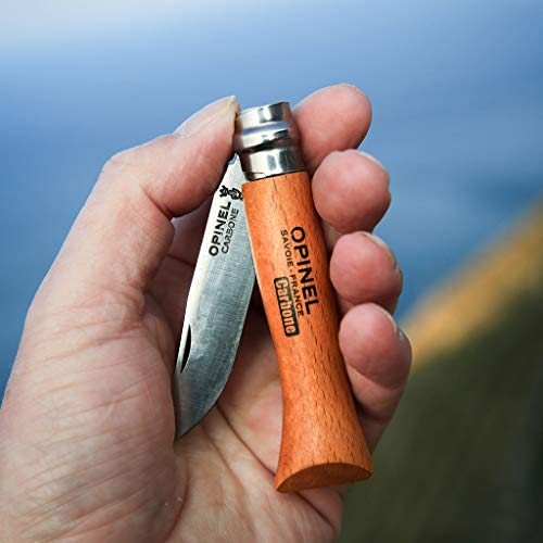 Opinel No.08 Carbon Steel Folding Pocket Knife with Beechwood Handle