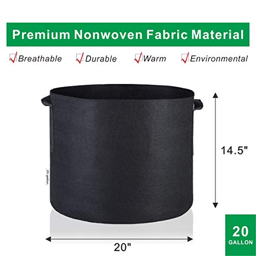 Oppolite 20 Gallom 12-Pack Fabric Grow Pot Grow Bags Fabric Aerati...