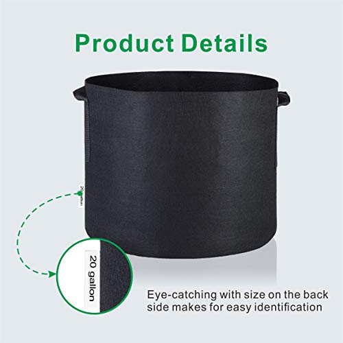 Oppolite 20 Gallom 12-Pack Fabric Grow Pot Grow Bags Fabric Aerati...