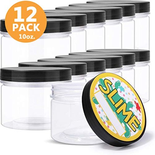 Large Empty Slime Containers, 10oz. 12 Pack, Opret Plastic Slime J...