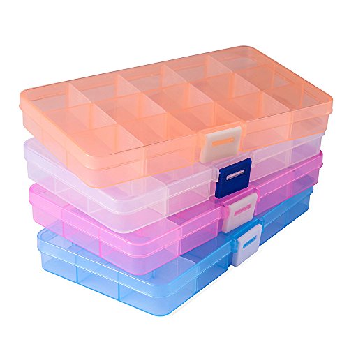 Opret Jewelry Organizer4 Pack, Plastic Jewelry Box15 grids wit...