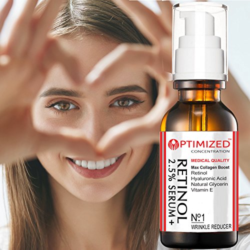 Retinol Serum 2.5% with Hyaluronic Acid, Glycerin, Vitamin E - Red...