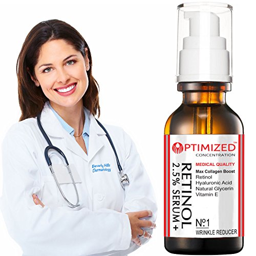 Retinol Serum 2.5% with Hyaluronic Acid, Glycerin, Vitamin E - Red...