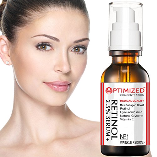 Retinol Serum 2.5% with Hyaluronic Acid, Glycerin, Vitamin E - Red...