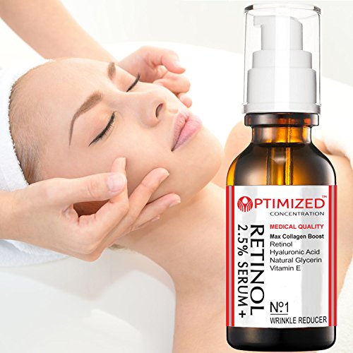 Retinol Serum 2.5% with Hyaluronic Acid, Glycerin, Vitamin E - Red...