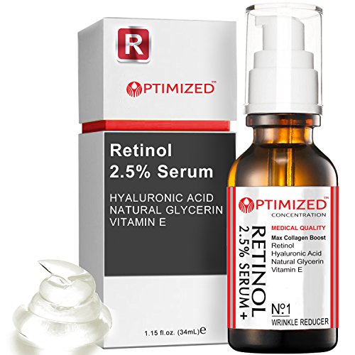Retinol Serum 2.5% with Hyaluronic Acid, Glycerin, Vitamin E - Red...
