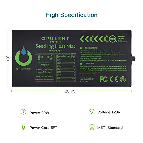 OPULENT SYSTEMS 10x20.75 Durable Waterproof Seedling Heat Mat Hy...