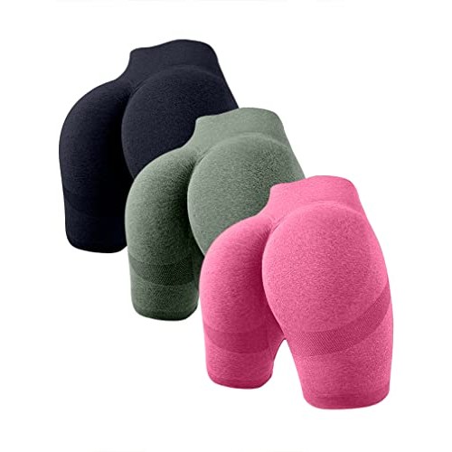 OQQ Womens 3 Piece Butt Lifting Yoga Shorts Workout High Waist Tu...