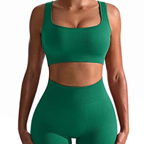 OQQ Workout Outfits for Women 2 Piece Seamless Ribbed High Waist L...