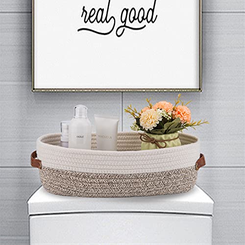 Oradrem 2 Pack Woven Storage Basket for Toilet Tank Top,Farmhouse ...