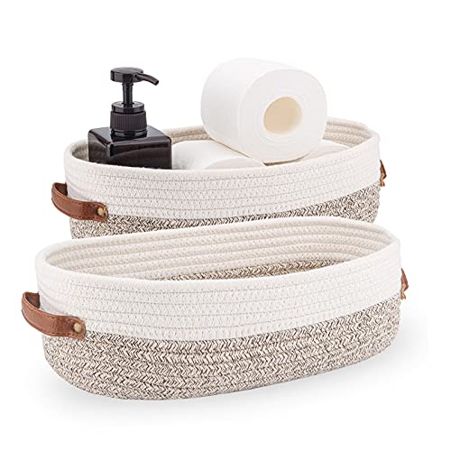Oradrem 2 Pack Woven Storage Basket for Toilet Tank Top,Farmhouse ...