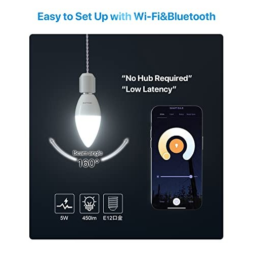 ORALUCE Smart Light Bulbs, WiFi＆Bluetooth E12 Smart Bulbs That Wo...