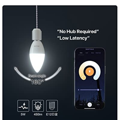 ORALUCE Smart Light Bulbs, WiFi＆Bluetooth E12 Smart Bulbs That Wo...