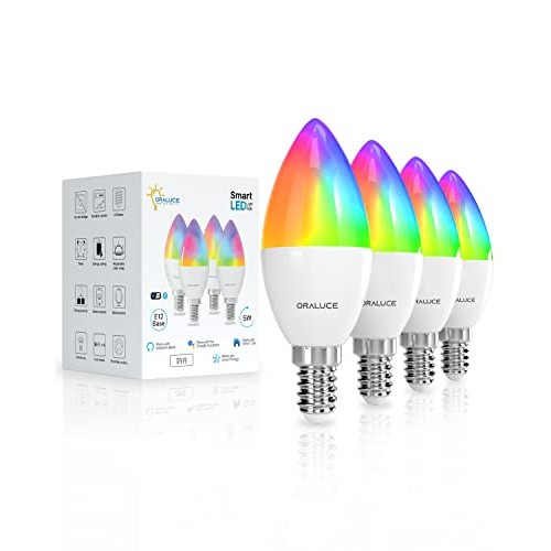 ORALUCE Smart Light Bulbs, WiFi＆Bluetooth E12 Smart Bulbs That Wo...