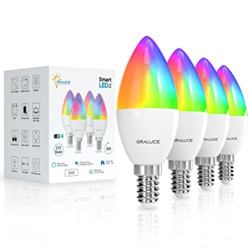 ORALUCE Smart Light Bulbs, WiFi＆Bluetooth E12 Smart Bulbs That Wo...