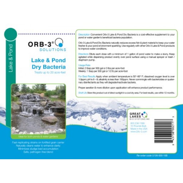 Orb-3 Lake and Pond Dry Bacteria Pail Bulk, 10-Pound