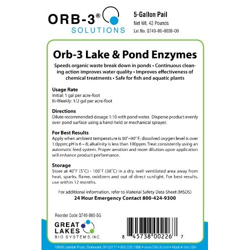 Orb-3 Lake and Pond Enzymes Pail, 5-Gallon