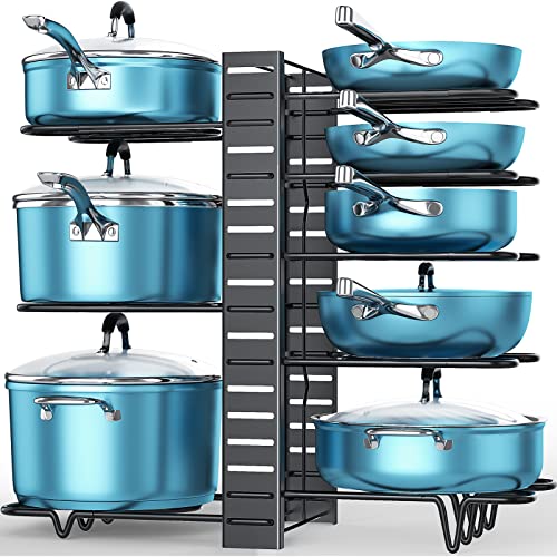 ORDORA Pots and Pans Organizer, 8 Tier with 3 DIY Methods, Adjusta...
