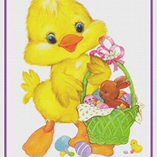 Orenco Originals Contemporary Easter Baby Duck Basket Counted Cros...