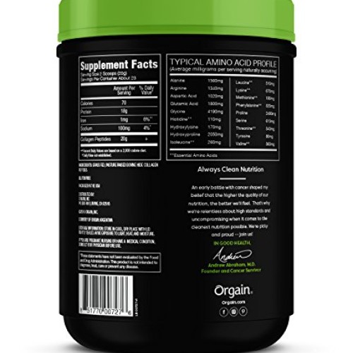 Orgain Grass Fed Pasture Raised Hydrolyzed Collagen Protein Powder...