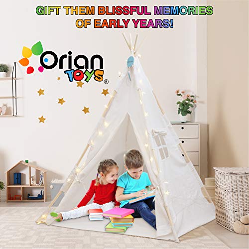 Teepee Tent for Kids with LED Star Lights, Floor Mat, Dream Catche...