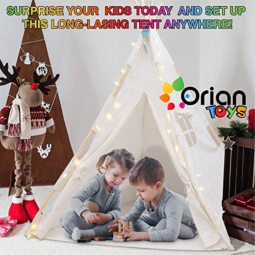 Teepee Tent for Kids with LED Star Lights, Floor Mat, Dream Catche...