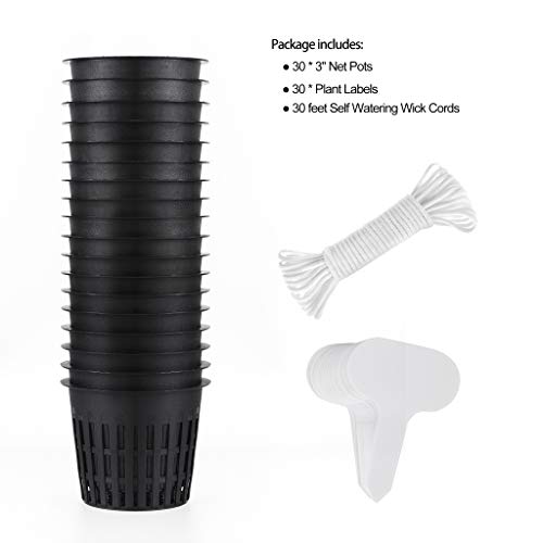 30 Pack 3 Inch Net Cup Pots with Hydroponic Self Watering Wick & P...