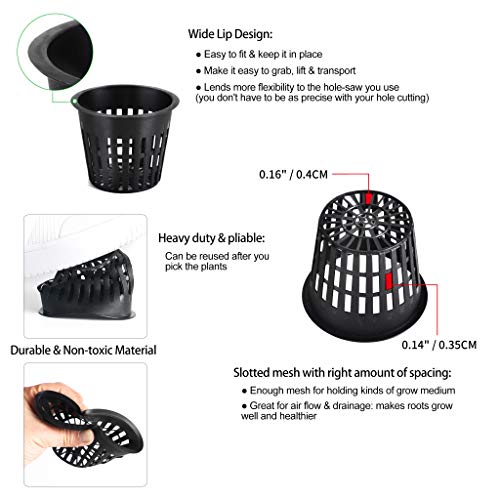 30 Pack 3 Inch Net Cup Pots with Hydroponic Self Watering Wick & P...