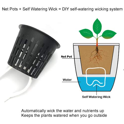30 Pack 3 Inch Net Cup Pots with Hydroponic Self Watering Wick & P...