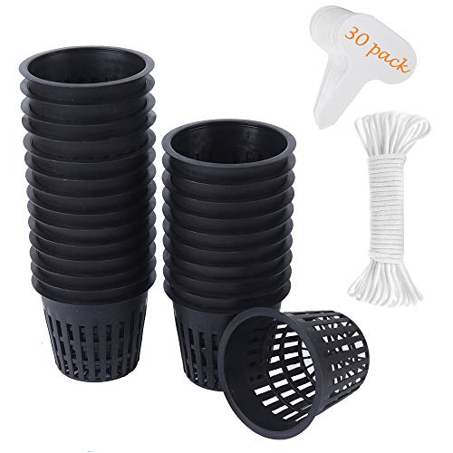 30 Pack 3 Inch Net Cup Pots with Hydroponic Self Watering Wick & P...