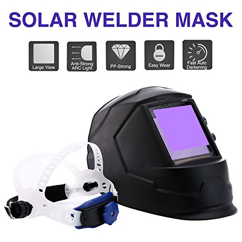 Large Viewing Screen Solar Powered Auto Darkening Welding Helmet, ...