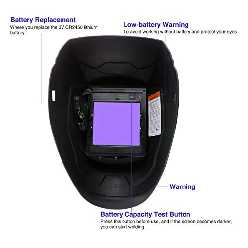 Large Viewing Screen Solar Powered Auto Darkening Welding Helmet, ...