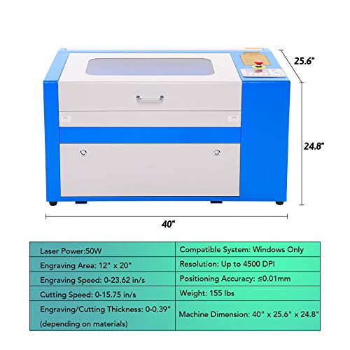 Orion Motor Tech 50W CO2 Laser Engraving Cutting Machine| 12 X 20...