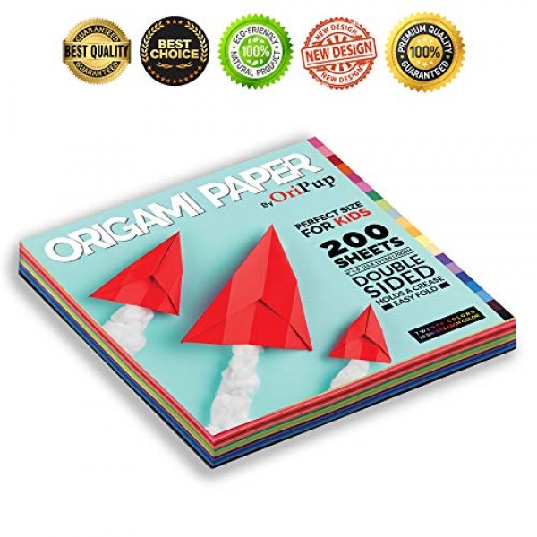 Oripup Origami Paper 200 Sheets for Arts and Crafts Colorful Proje...