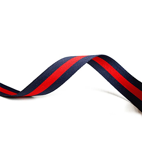 ornerx Striped Grosgrain Ribbon Dark Blue Red 3/8 x 50 yd