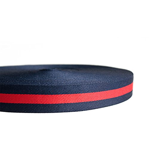 ornerx Striped Grosgrain Ribbon Dark Blue Red 3/8 x 50 yd