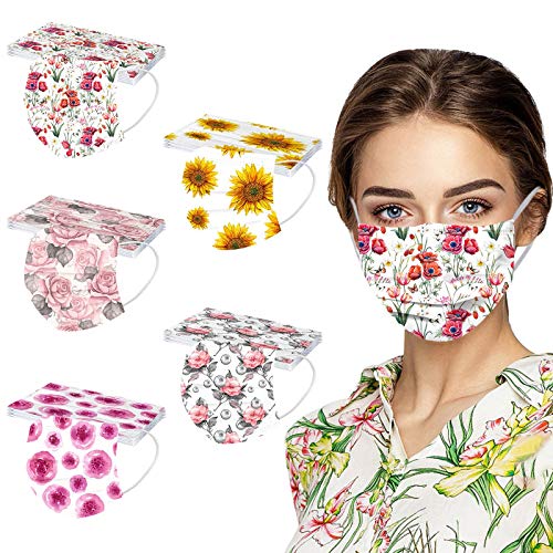 USA Stock 50PC 3Ply Adults Disposable Face_Masks Cute Floral F...