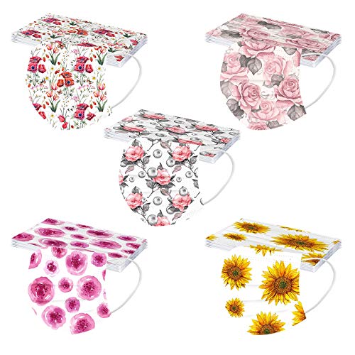 USA Stock 50PC 3Ply Adults Disposable Face_Masks Cute Floral F...